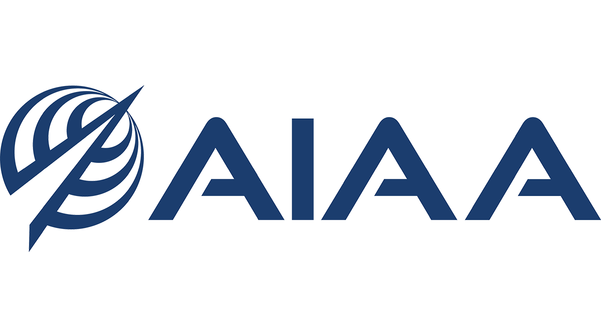 The logo of the American Institute of Aeronautics and Astronautics (AIAA), featuring a stylized globe with an aircraft silhouette and the acronym 'AIAA' in bold blue letters.