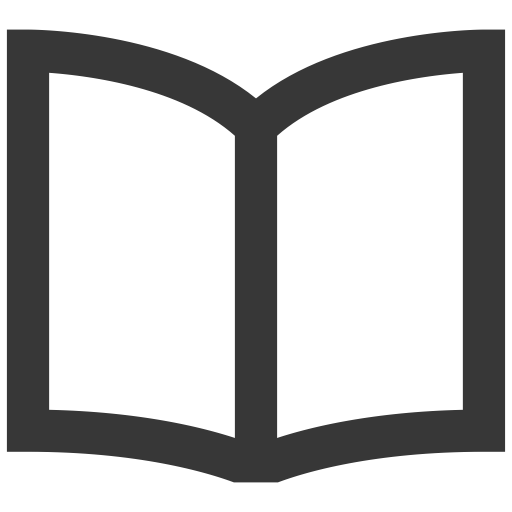 Icon of an open book, black and white.