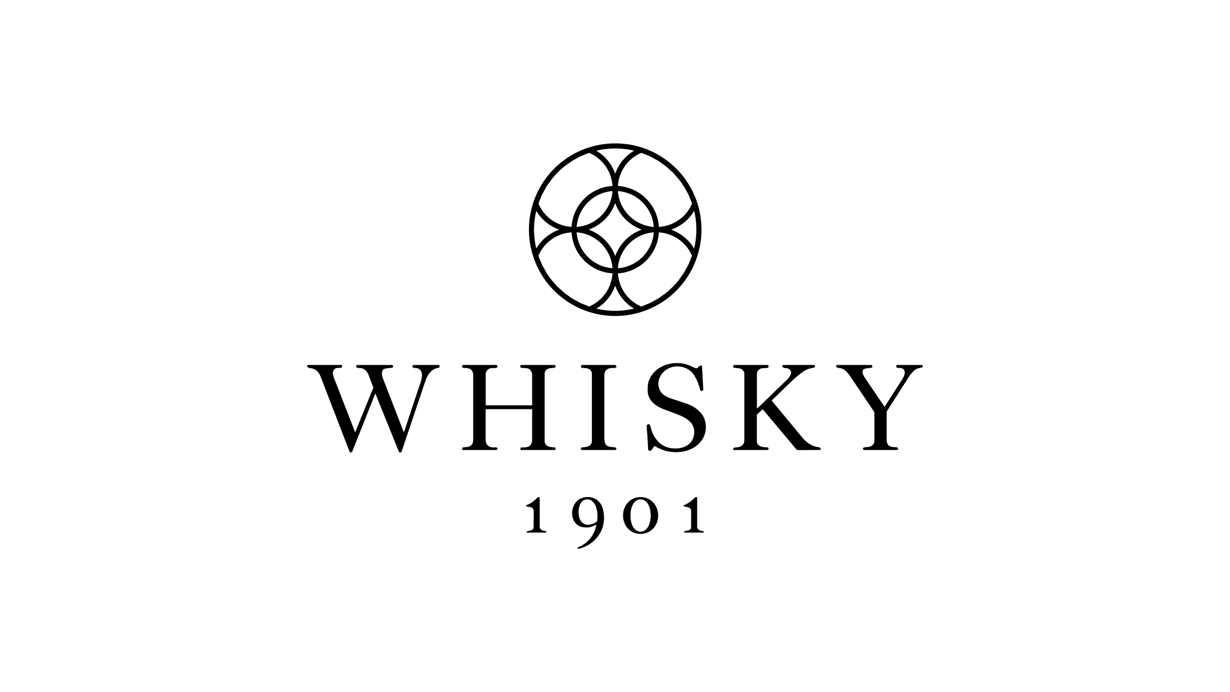 Whisky logo with a circular emblem and the year 1901