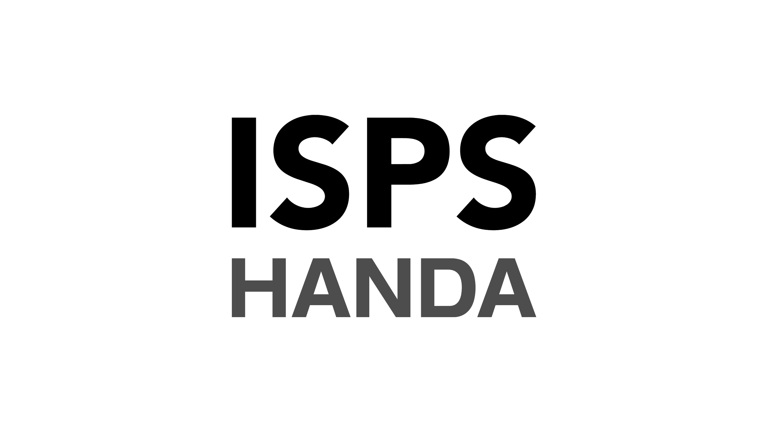 Black background with the white outline text 'ISPS HANDA'.