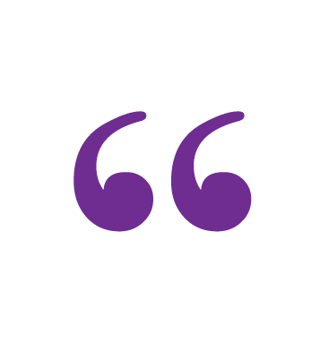 Purple quotation marks on a white background.