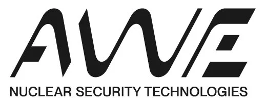 Logo of AWE Nuclear Security Technologies in black and white with large stylized letters AWE and smaller text below.