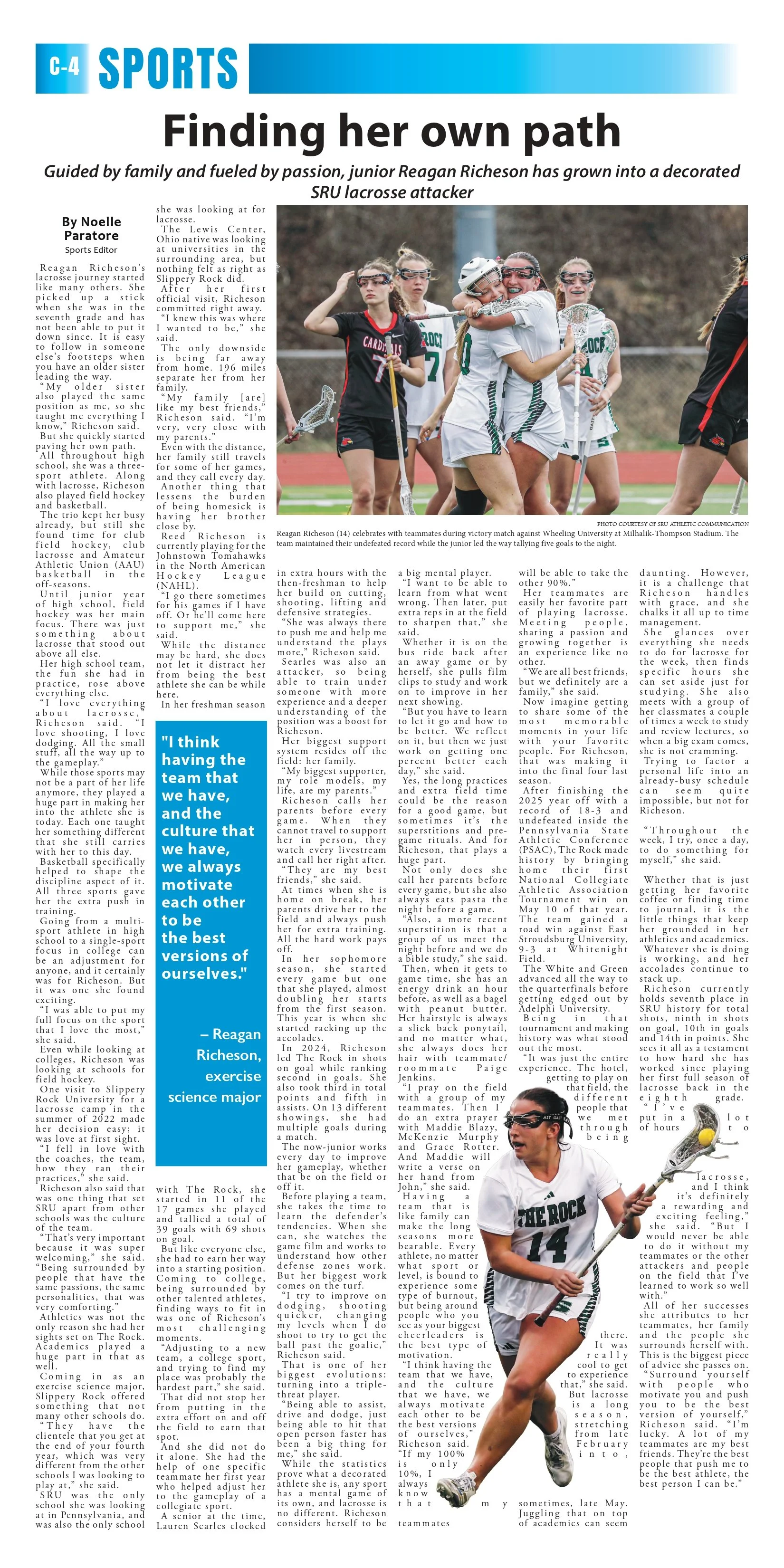 Sports page of The Rocket Newspaper.