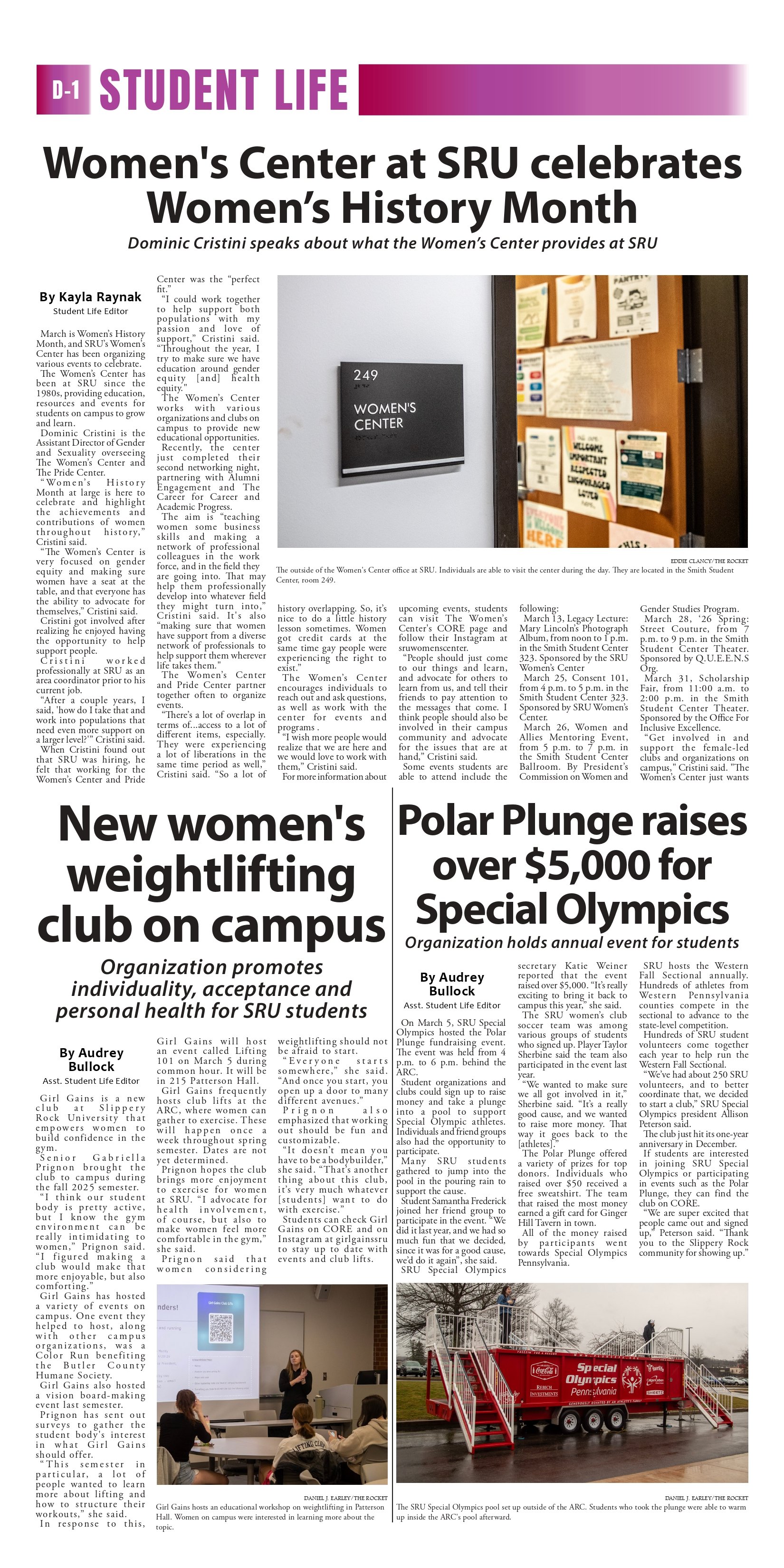 Student-Life page of The Rocket Newspaper.