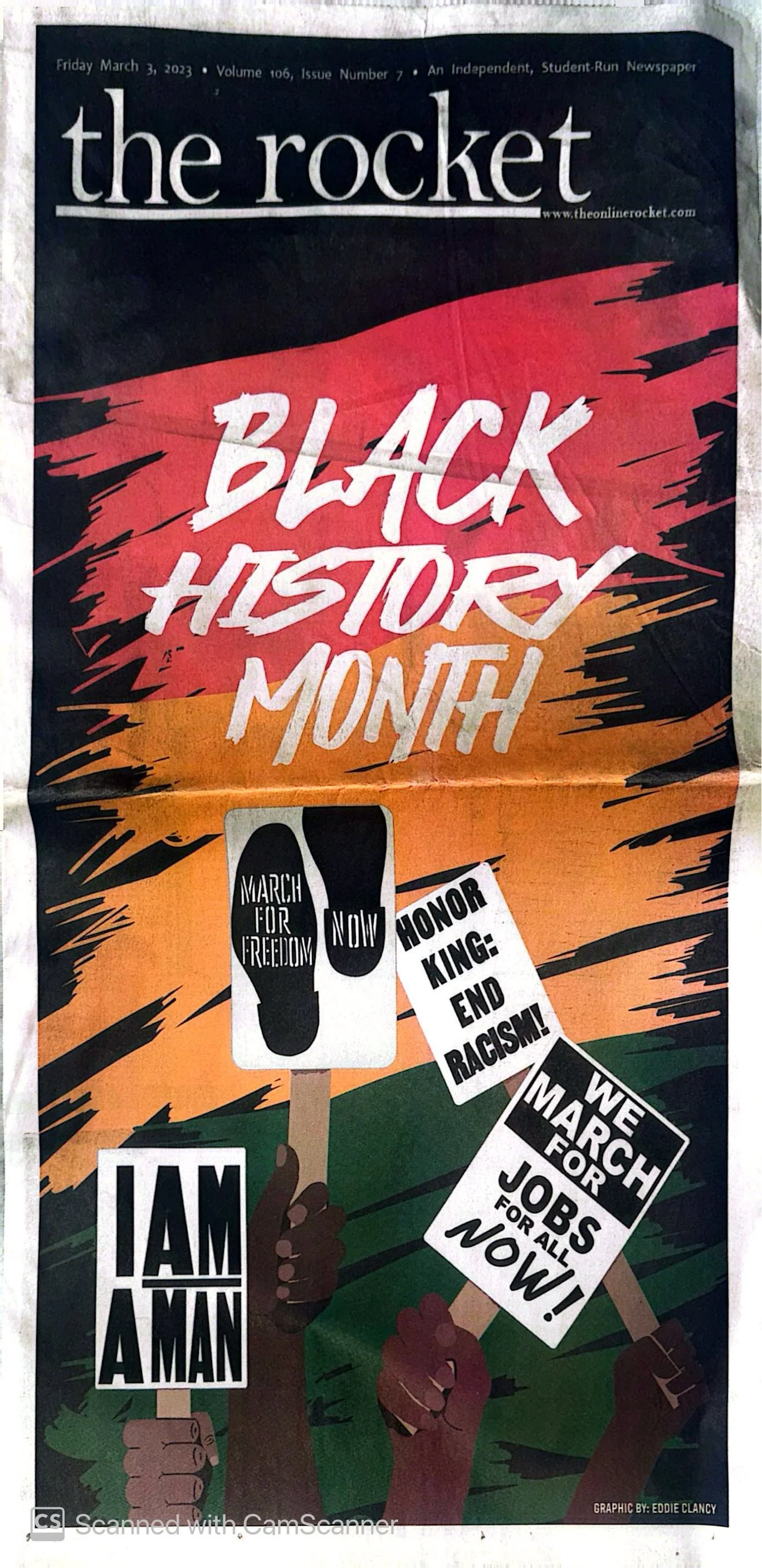 Cover of Black History Month edition of The Rocket Newspaper.