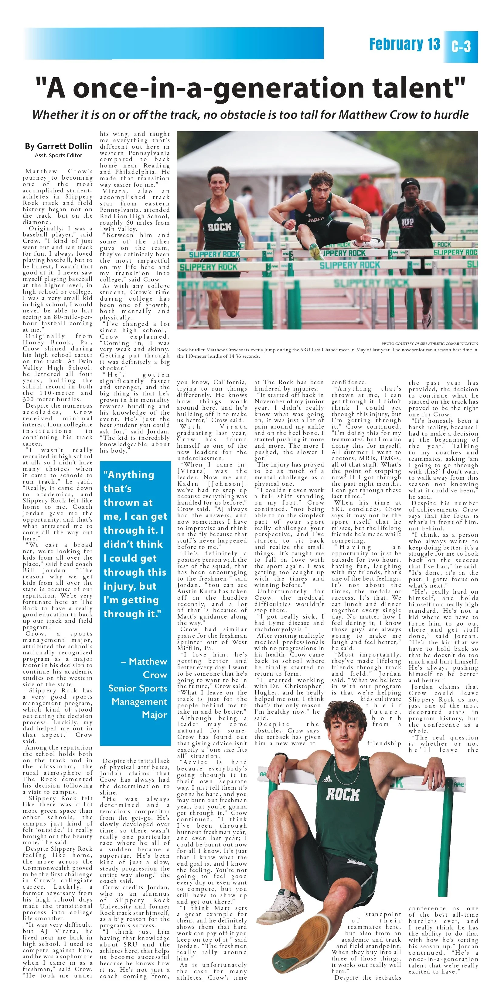 Sports page of The Rocket Newspaper.