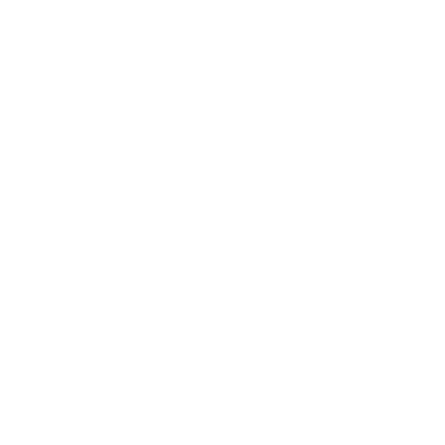 Outline drawing of three houses with peaked roofs and a door in the center house.