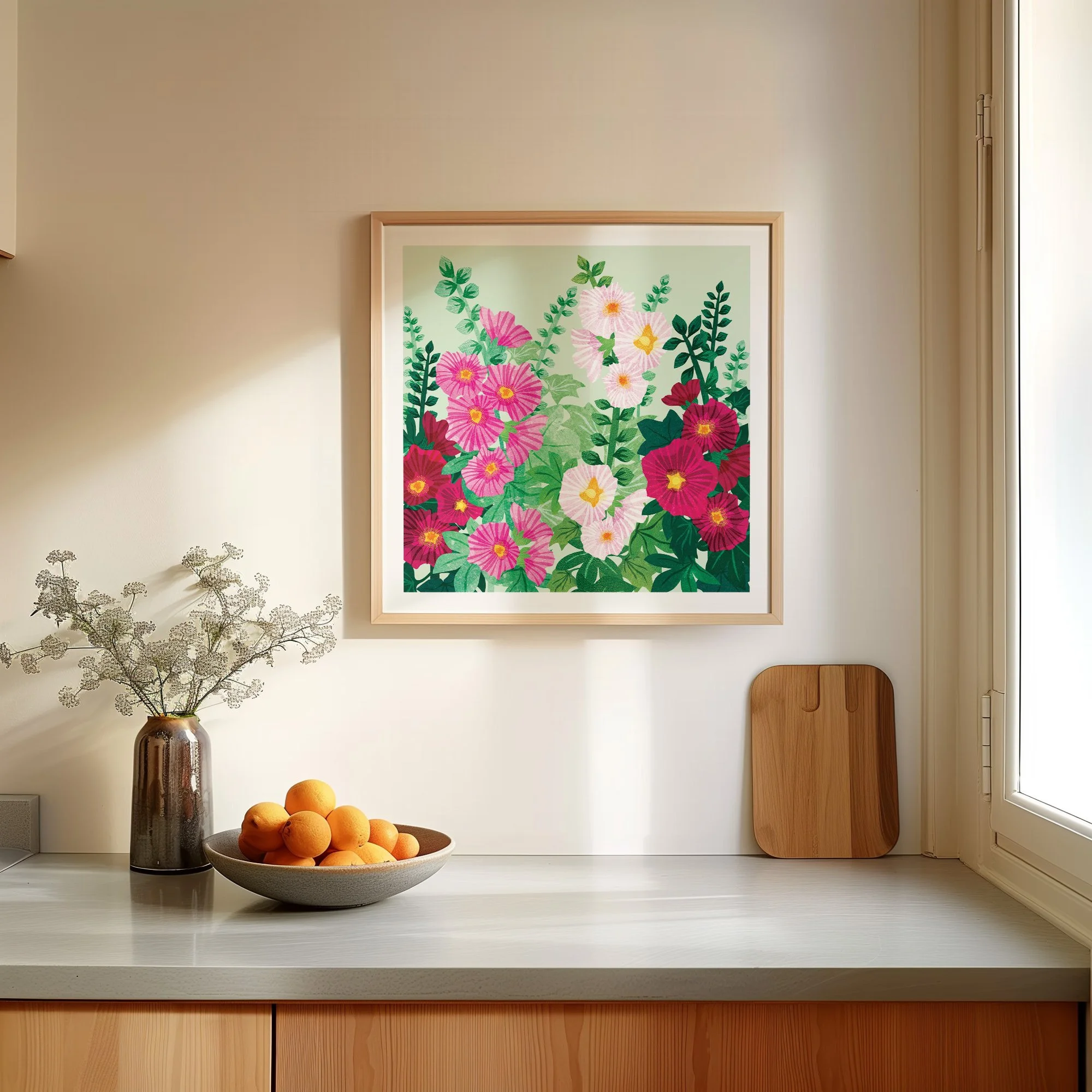 Art-Print-Hollyhocks-Frame-3-Astrid-Weguelin.jpg