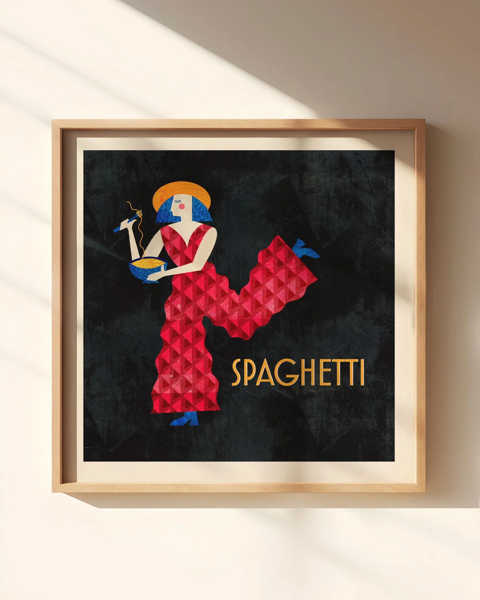 Spaghetti Pasta Girl Art Print