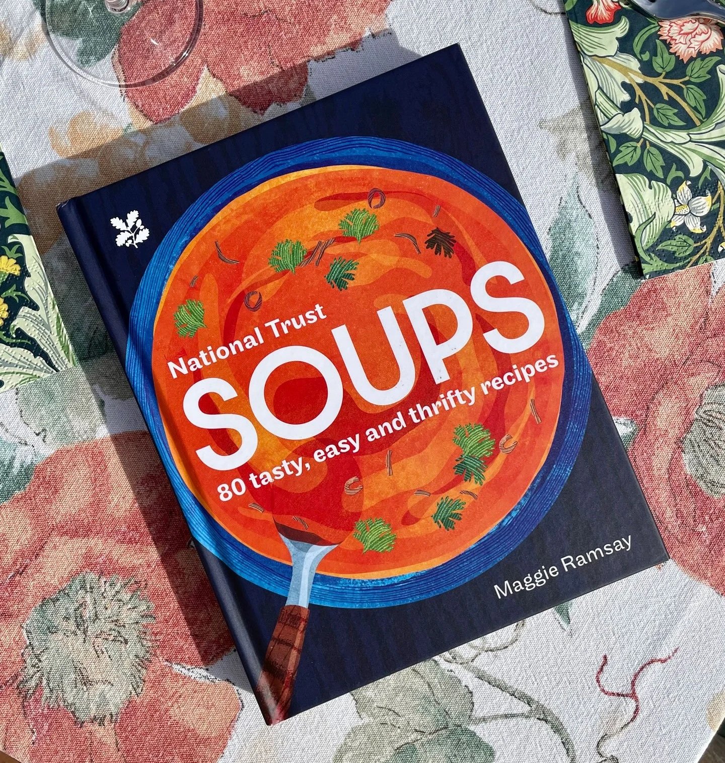 Editorial illustration and cookbook cover design featuring butternut squash soup for ‘Soups’ by the National Trust, published by Harper Collins