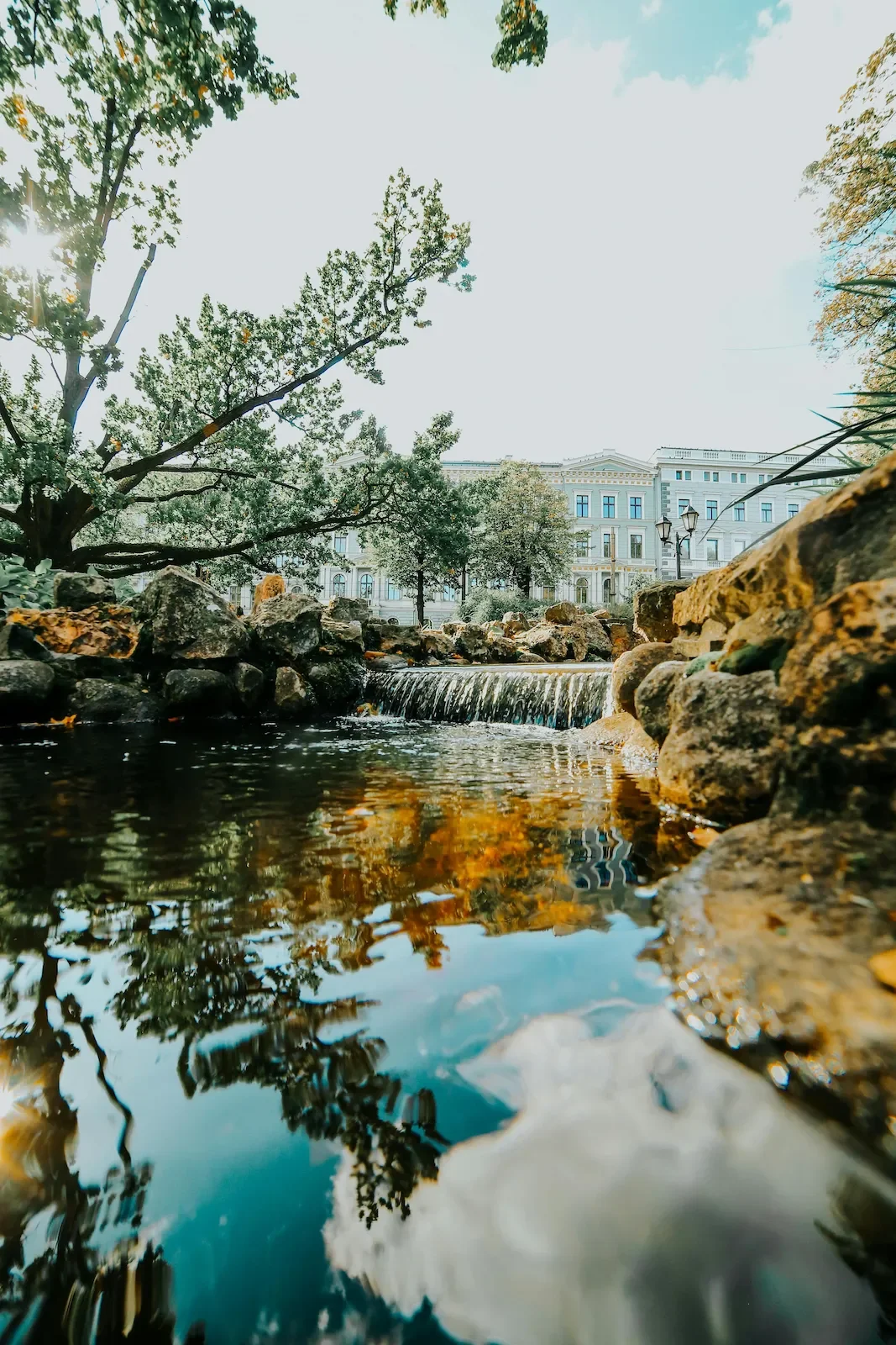 Urban park waterfall in Providence Rhode Island near therapy office.