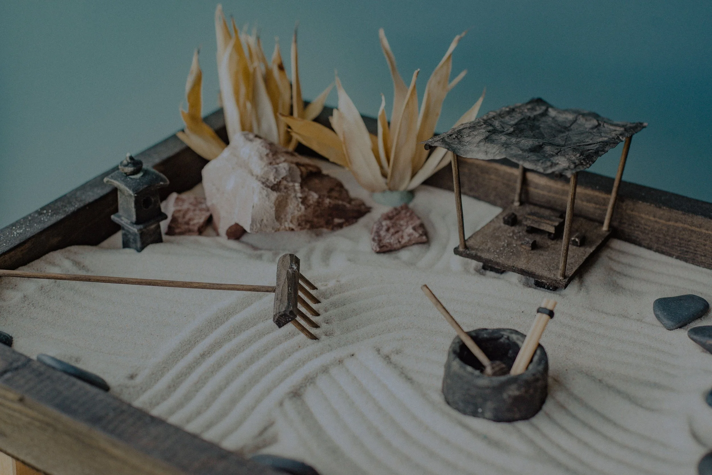 Zen garden used as a relaxation tool.