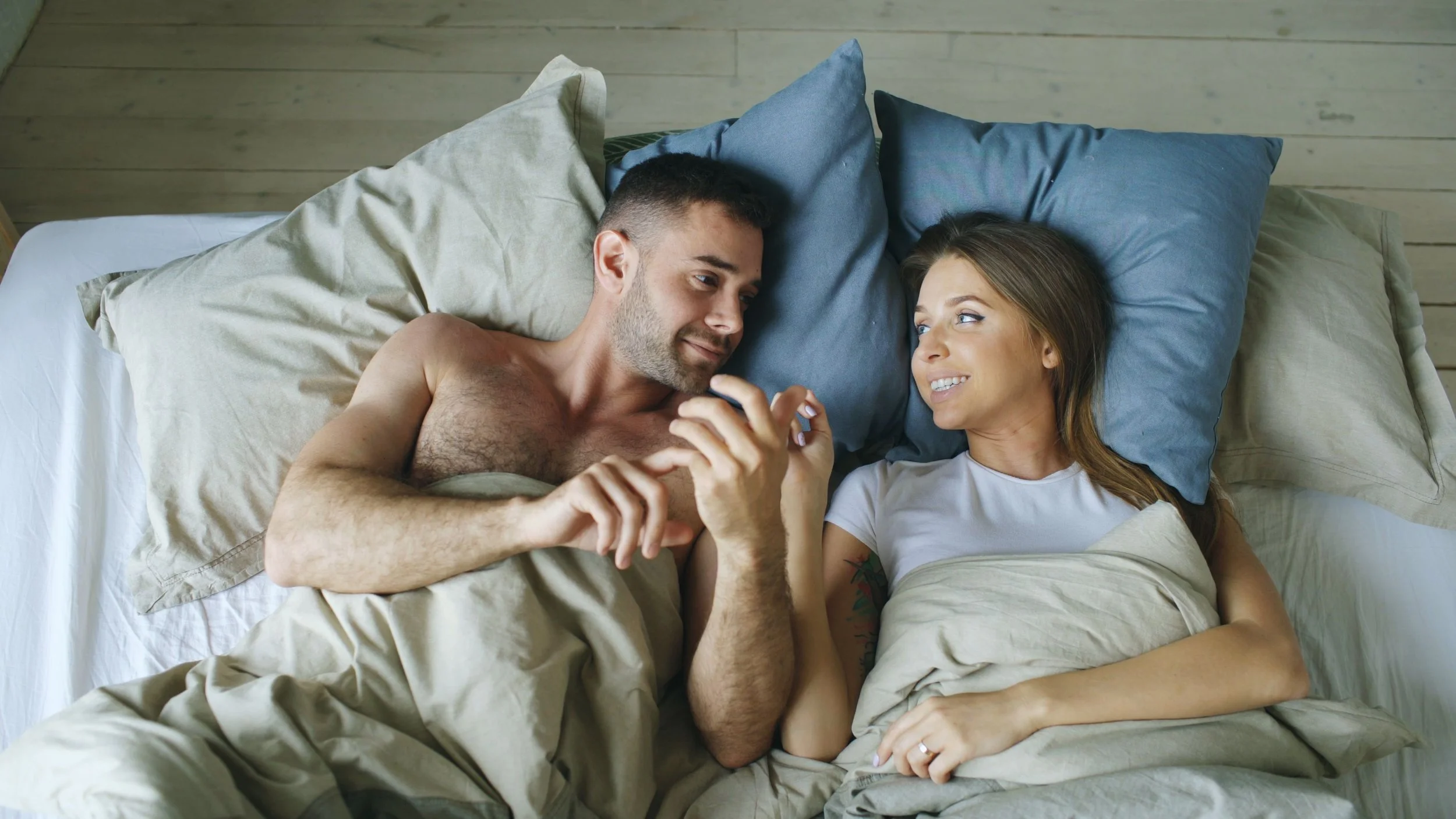 Couple talking about sex and intimacy in their relationship.