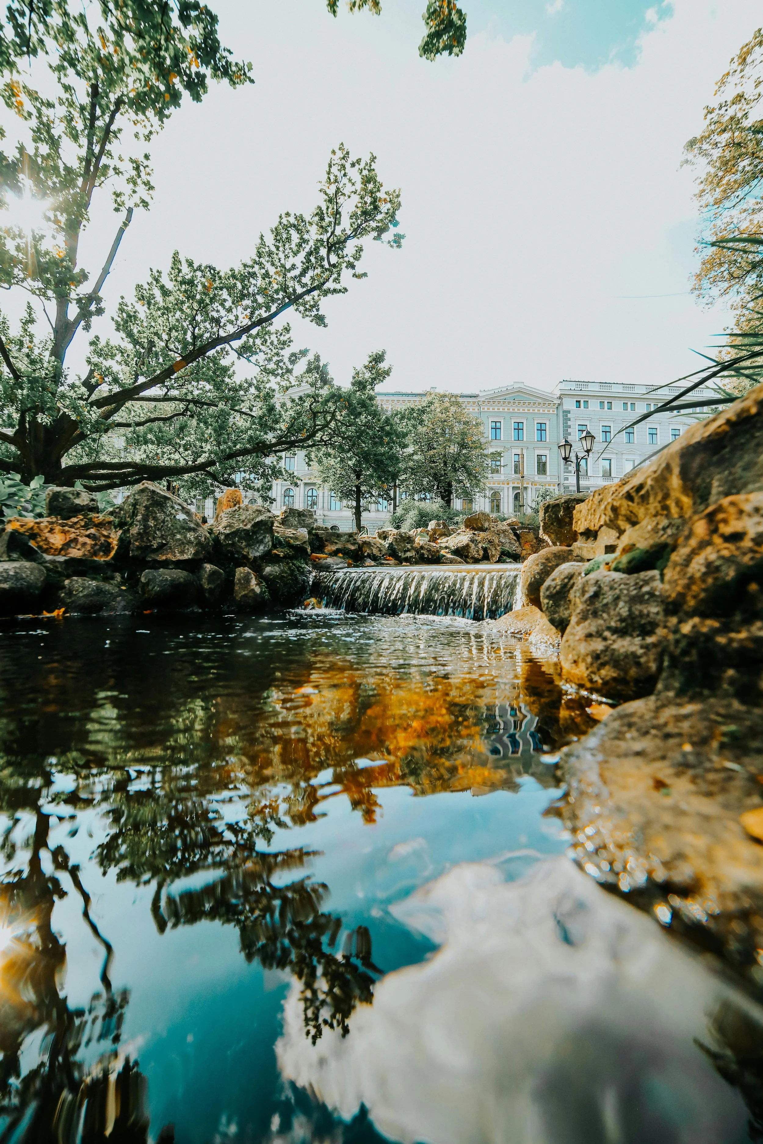 Urban park waterfall in Providence Rhode Island near therapy office
