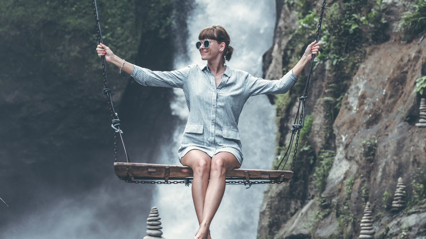 Woman on swing in nature, individual therapy in East Greenwich Rhode Island