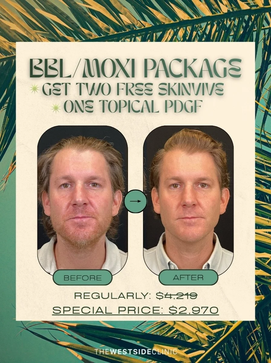 Buy a BBL/ Moxi Package of 3 and Get 2 Syringes of SkinVive AND (one) Topical PDGF (Value: $1249)
Regularly: $4,219
NOW: $$2,970

Restrictions apply:
⚡️Max two per patient
⚡️Discounted gift cards can&rsquo;t be applied&nbsp;
⚡️Offer cannot be split o