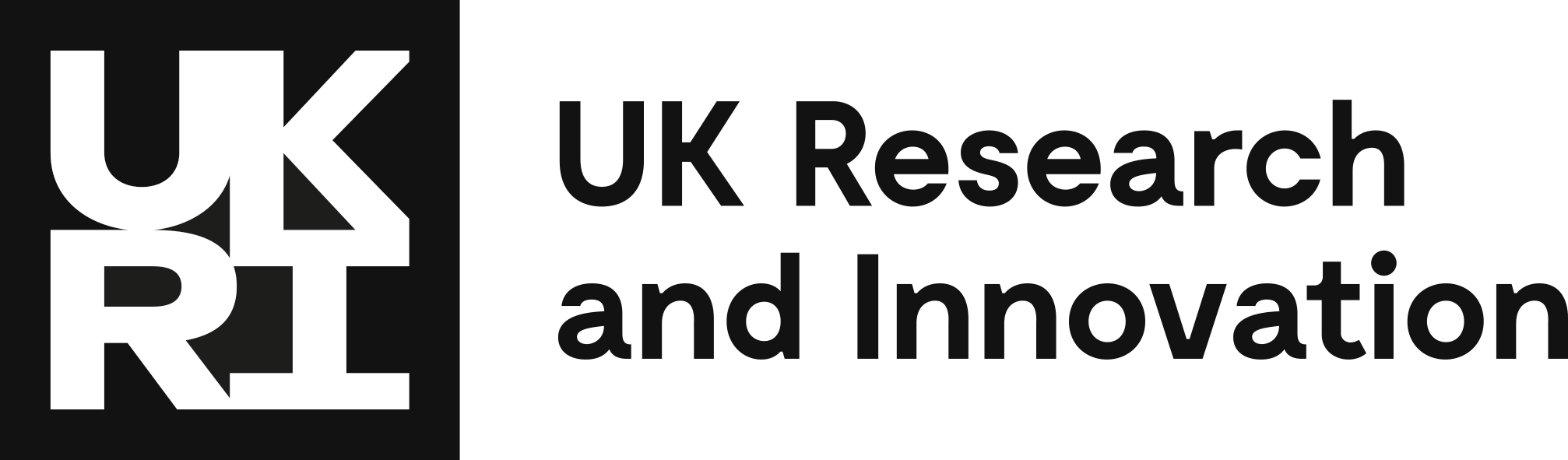 UK Research and Innovation logo with the words 'UK Research and Innovation' beside a black and white square.