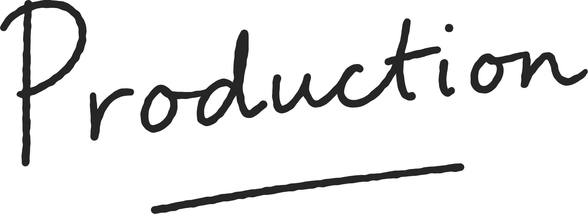 Handwritten style text reading 'Producttion' with an underline.