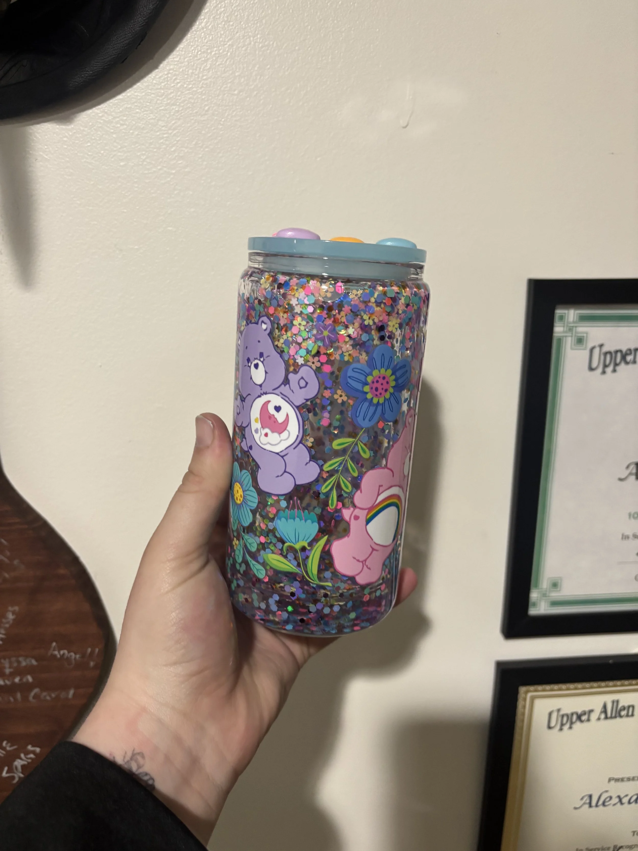 Care bear glass snow globe cup