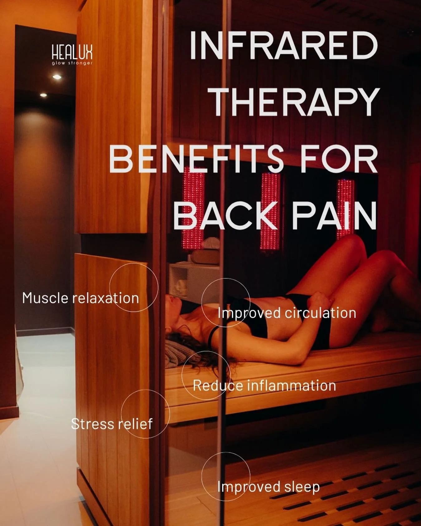 Back pain doesn&rsquo;t have to be your normal.

Whether it comes from long days sitting, intense training, or everyday stress&mdash;your body is asking for recovery.

Infrared therapy works from within to support:
✨ deep muscle relaxation
✨ improved