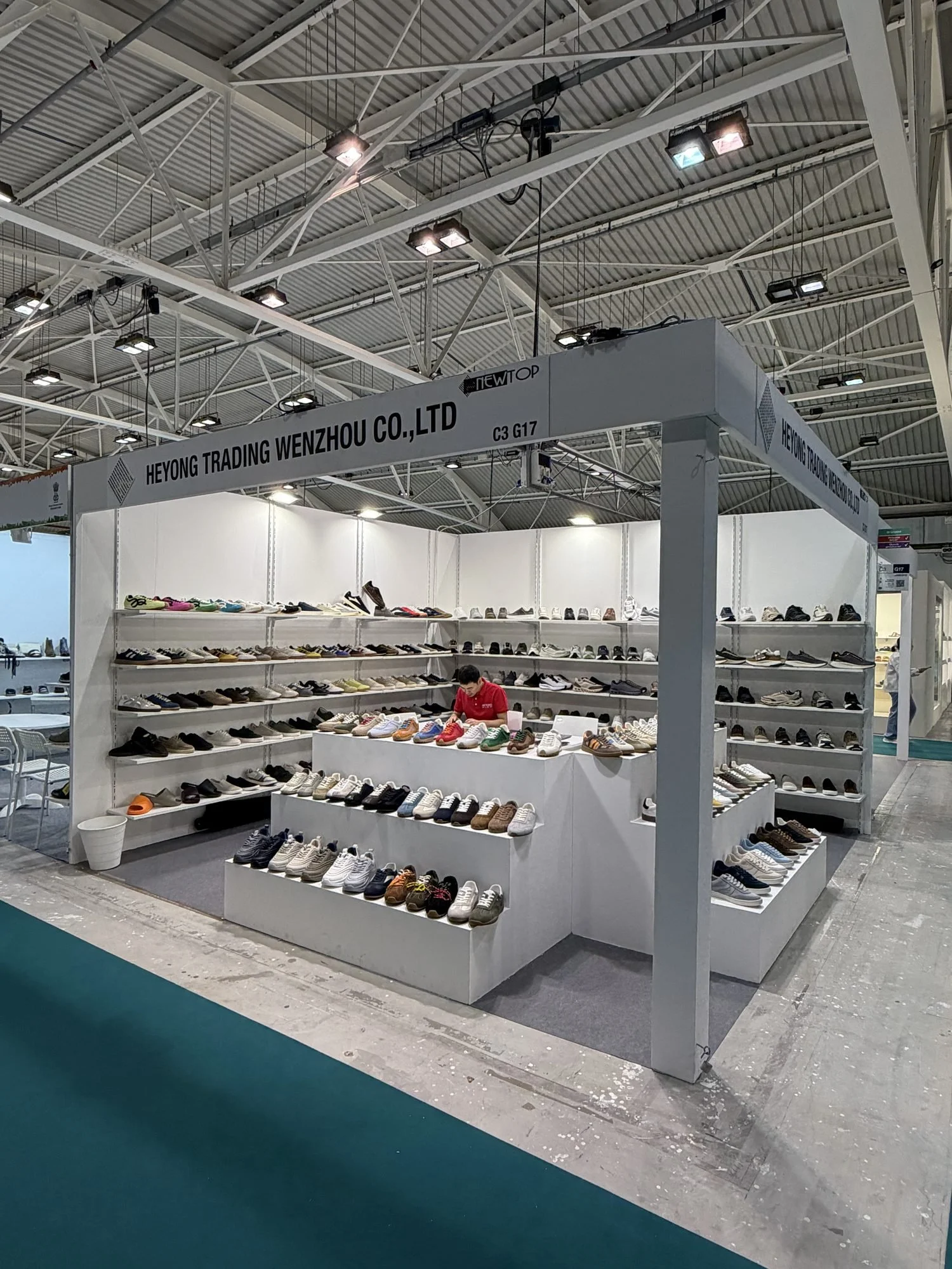 Footwear display at the Raywalk booth, Riva Schuh 2026