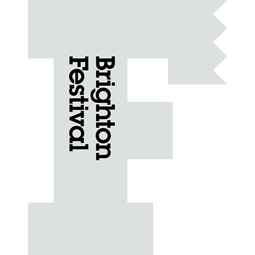 Gray and black logo for Brighston Festival with the text vertically aligned.