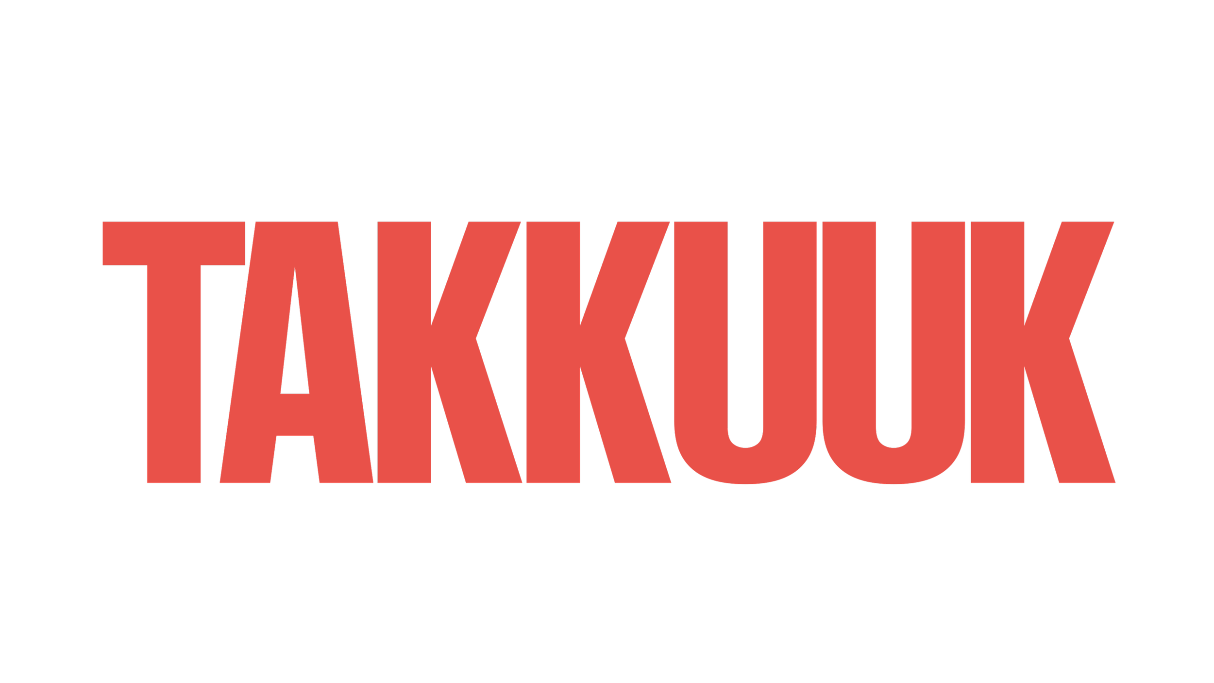 The title 'TAKKUK' in bold, red letters on a black background.