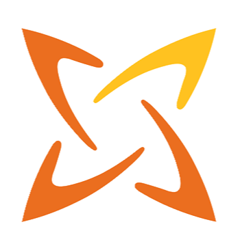 A stylized logo with orange and yellow arrow shapes forming a five-pointed star.