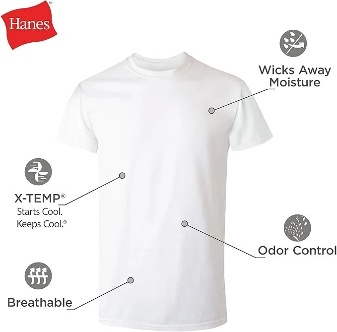 Hanes X-TEMP Performance T-Shirt 2 Pack Large