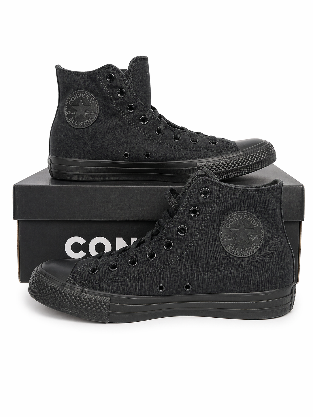 Classic All-Black High-Top Sneakers - Size 7.5M/9.5W