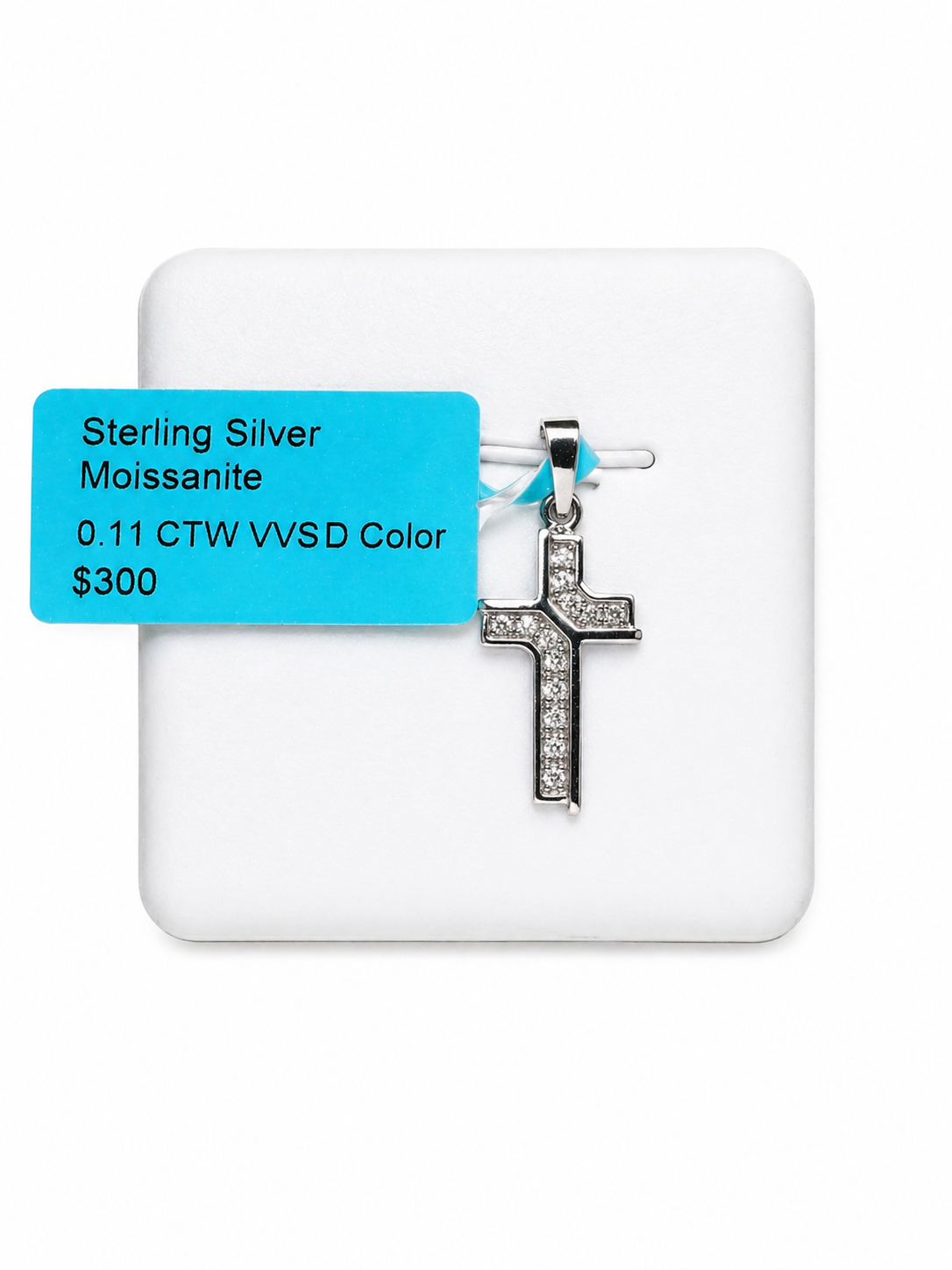 Sterling Silver Moissanite Cross Pendant