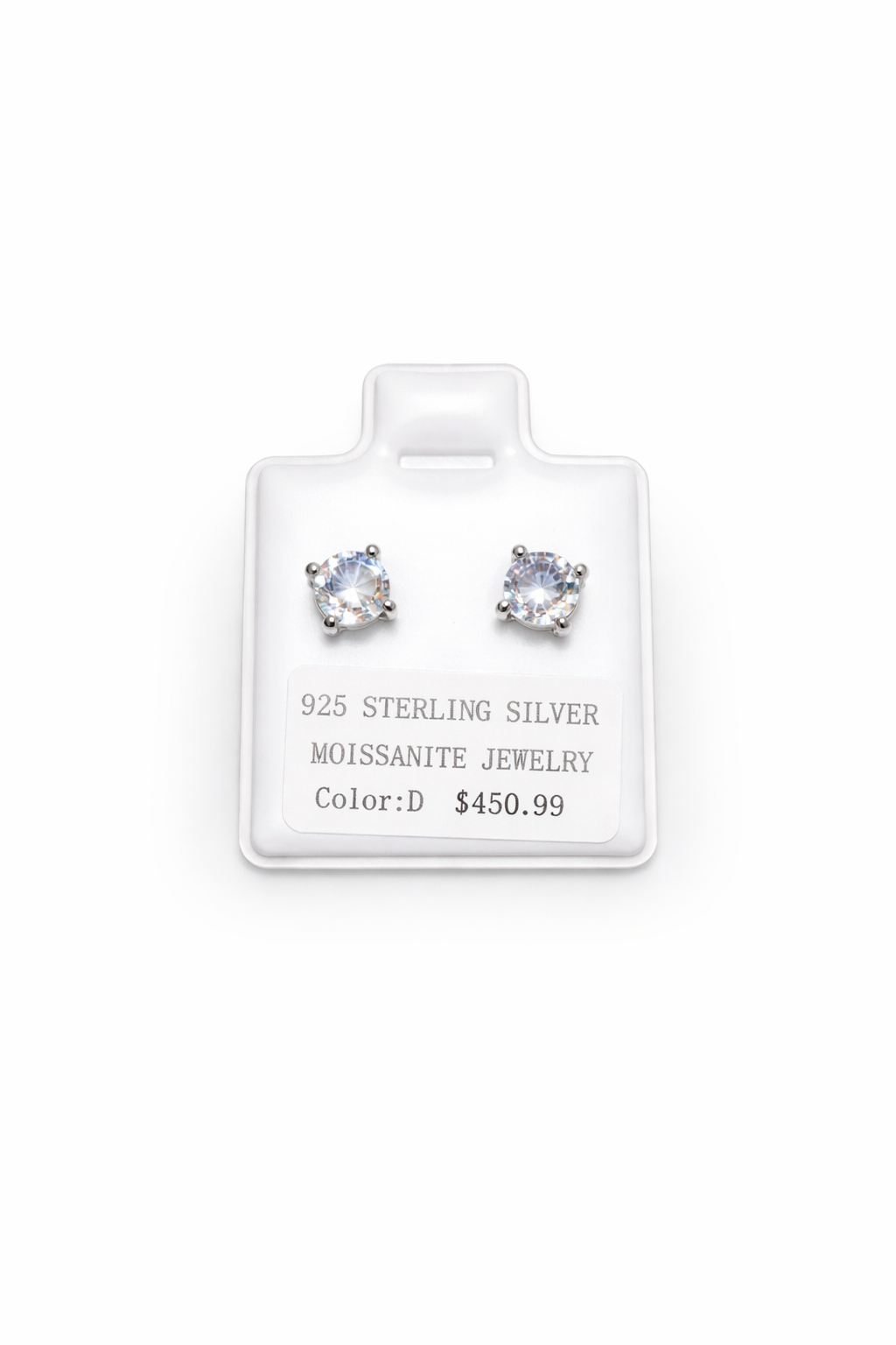 Radiant Moissanite Sterling Silver Stud Earrings