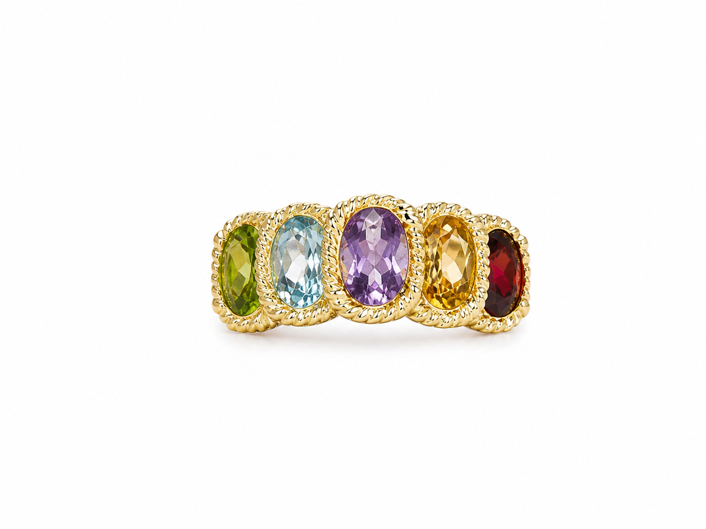 .925 Gold-Plated Multi-Stone Ring - Size 8