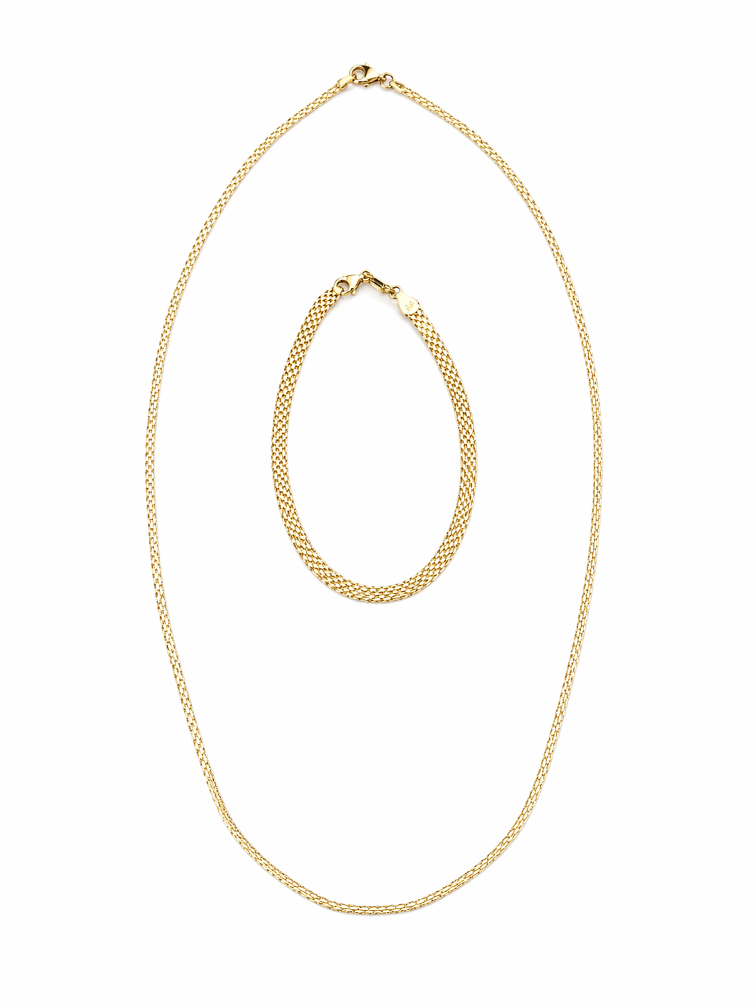 Elegant Gold 925 Chain Necklace and Bracelet Set