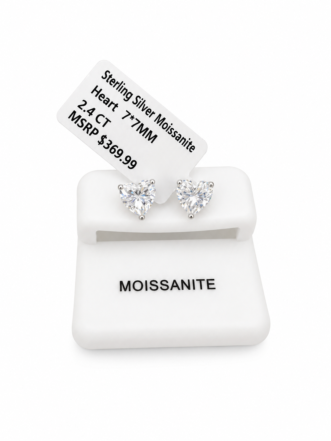 Heart-Shaped Sterling Silver Moissanite Earrings