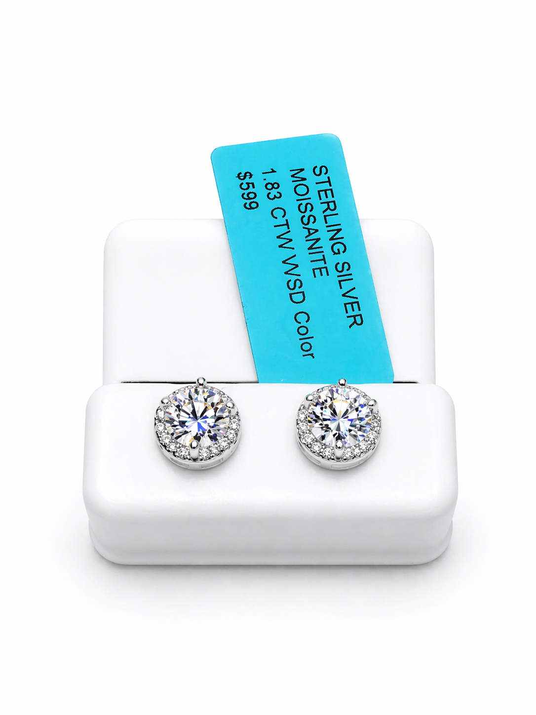 Radiant Moissanite Sterling Silver Stud Earrings