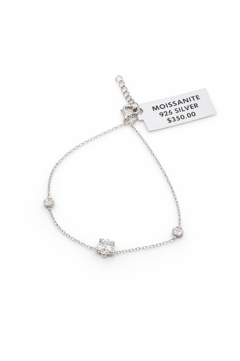 Elegant Moissanite & Silver Bracelet