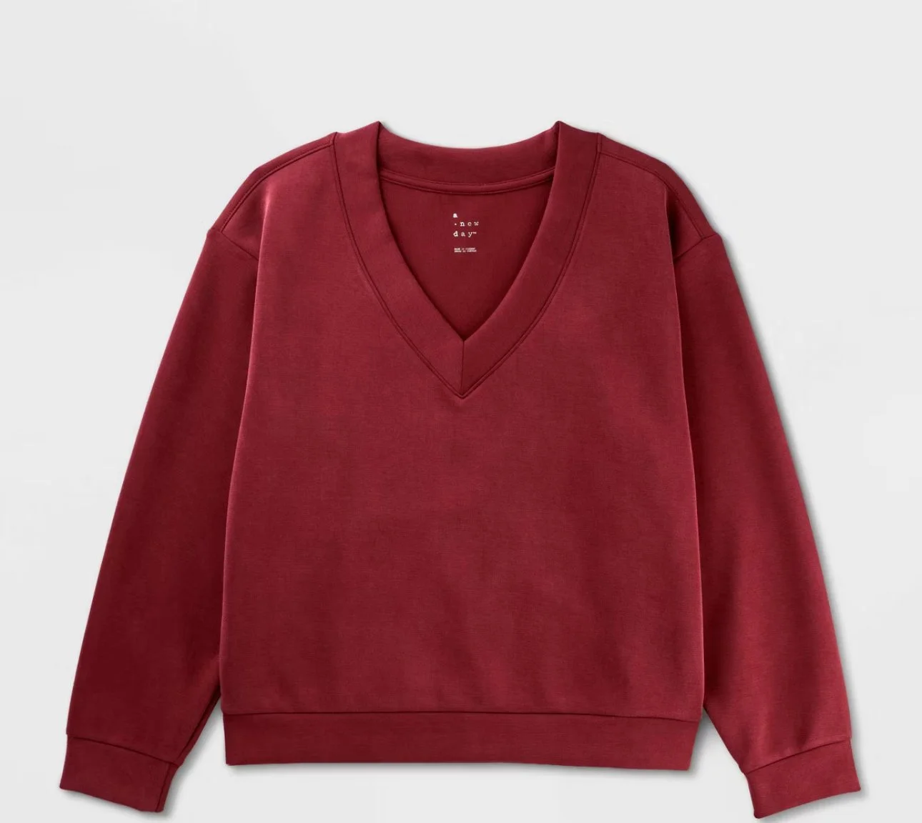 Classic Maroon V-Neck Sweatshirt Large
