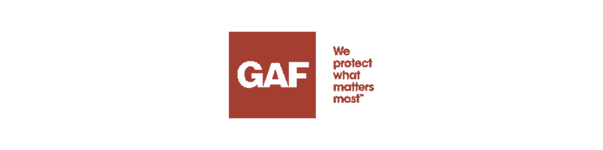 GAF logo, a commercial roofing manufacturer Crabapple Roofing is approved to install