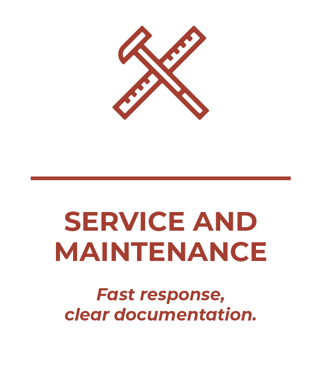 Service and Maintenance icon: fast response, clear documentation
