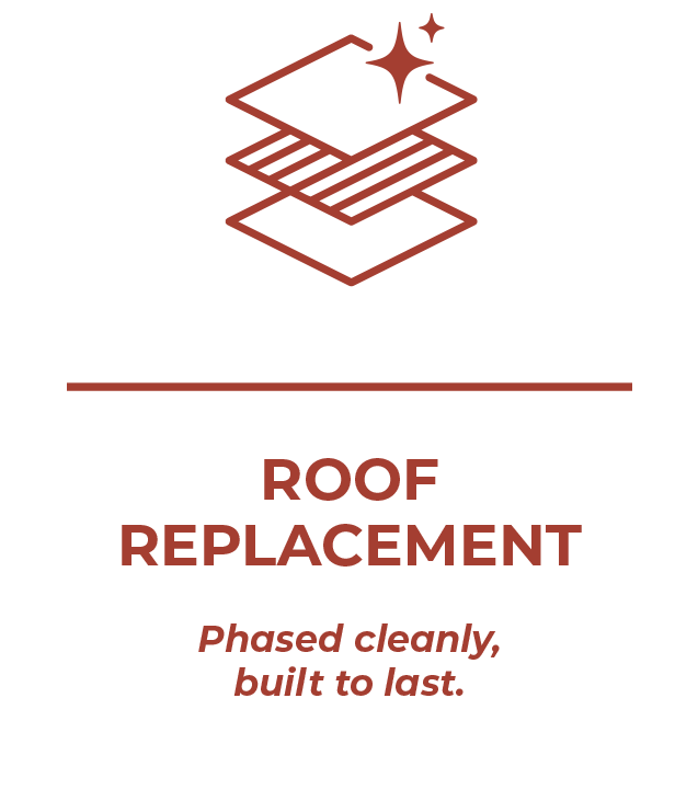 Roof Replacement service icon: phased cleanly, built to last