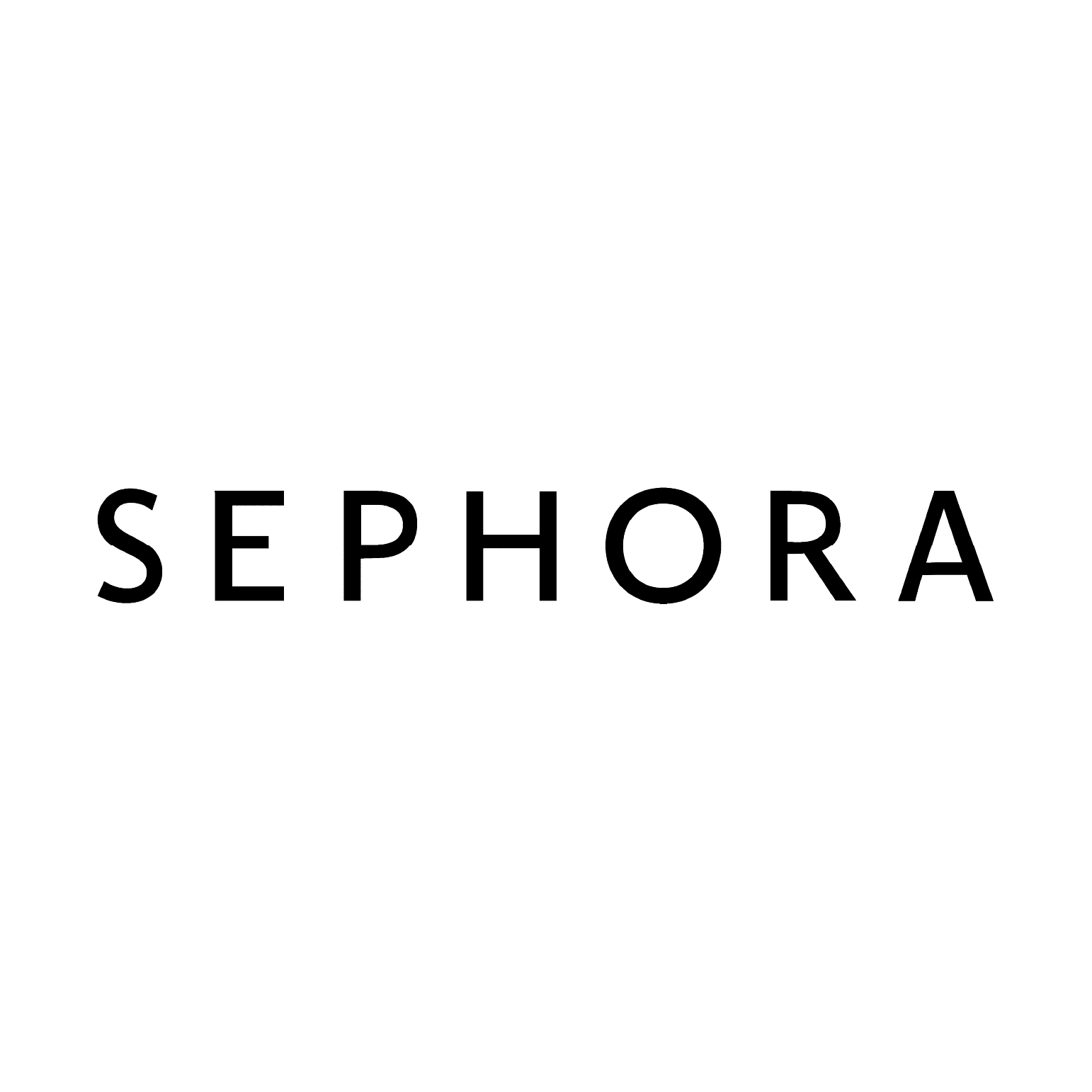Black and white Sephora logo featuring the outline of a face and the brand name in uppercase letters.