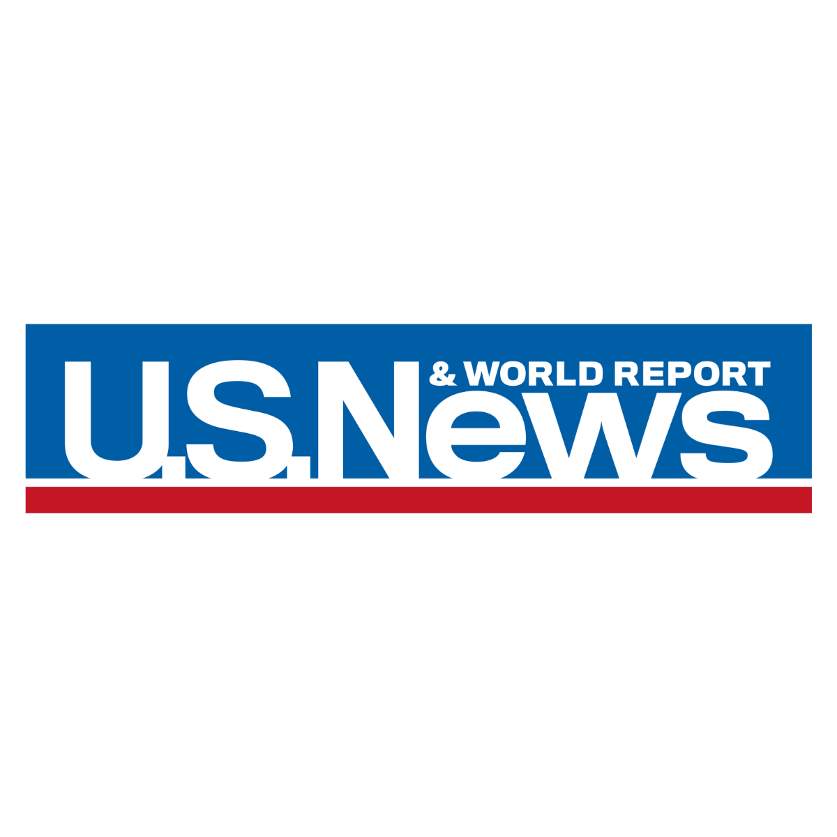 Logo of US News & World Report with red and blue colors.