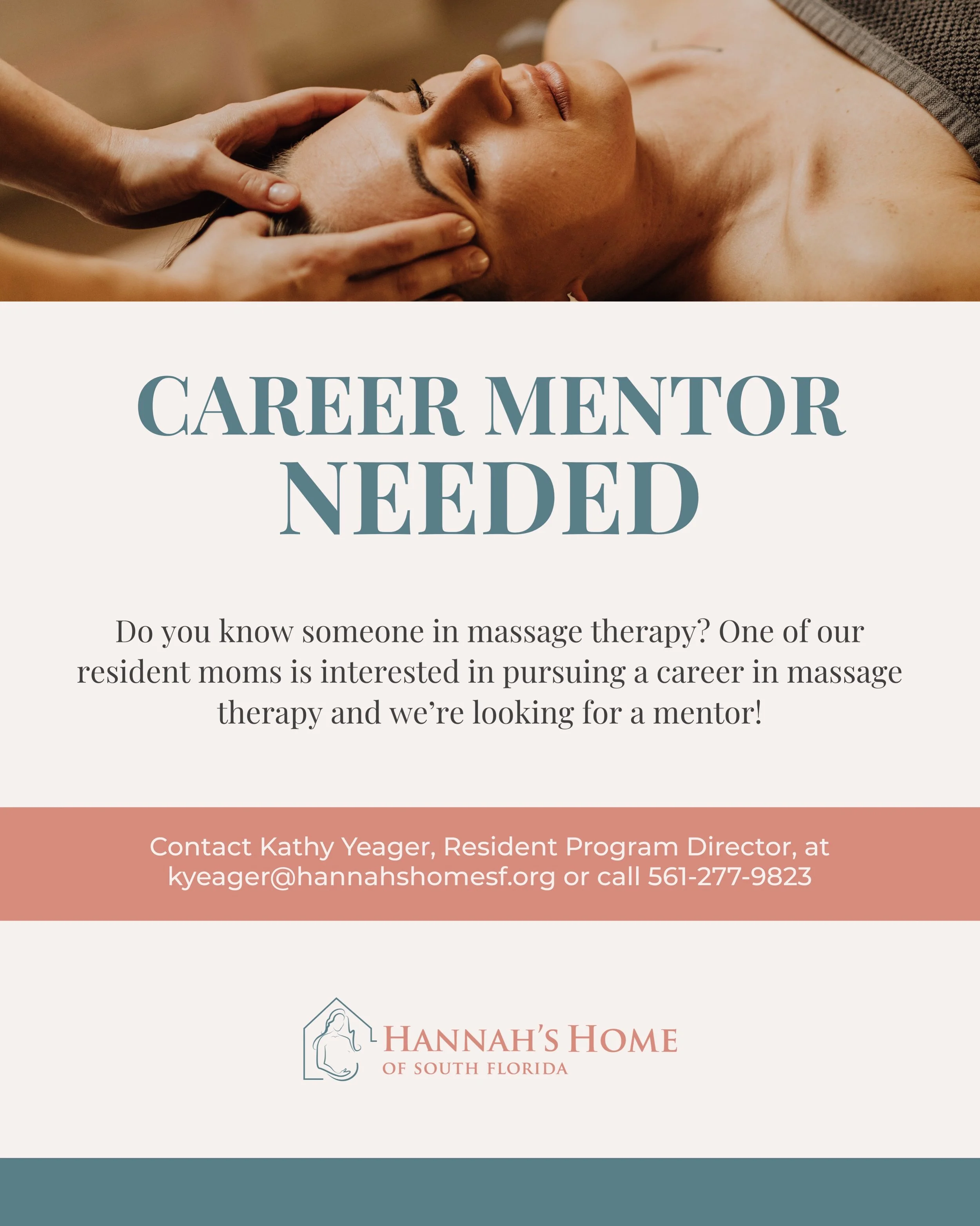 Do you work in wellness or massage therapy? One of our resident moms dreams of becoming a massage therapist and we&rsquo;re looking for a mentor!

Your guidance could help a single mom take the next step towards a flourishing future. If you are a mas