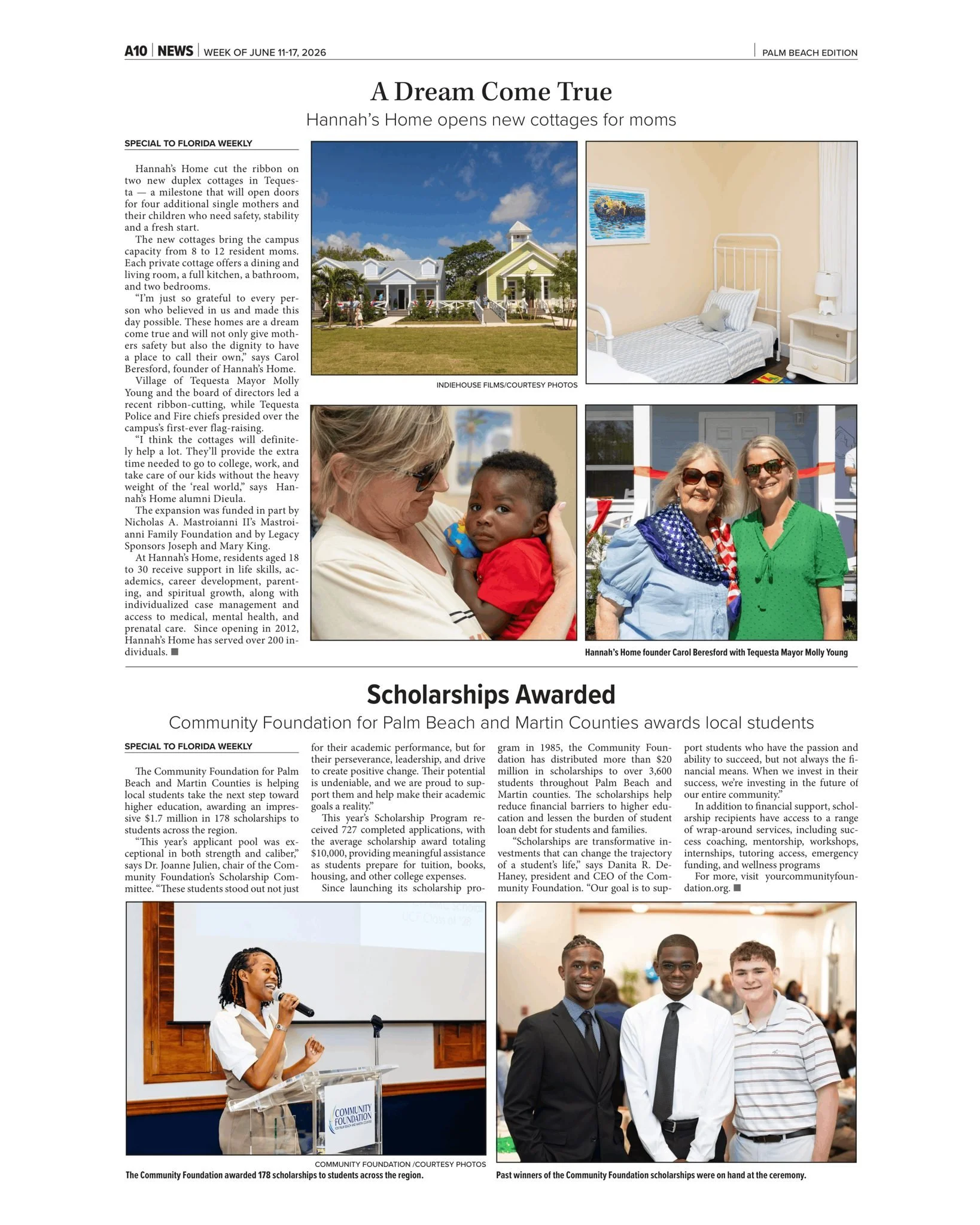 Thank you so much to Florida Weekly for including our ribbon cutting celebration in this week&rsquo;s issue! We are so grateful for the opportunity to share this meaningful milestone with our community as we celebrate the completion of our new duplex