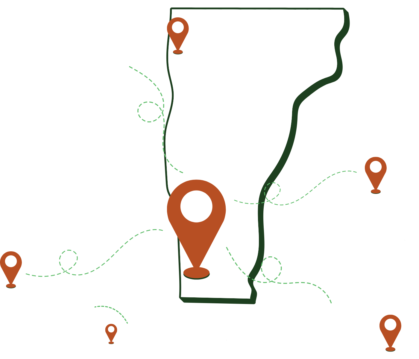 Map of southwestern Vermont with travel distances and times to nearby cities, including Burlington, NY, Albany, New York City, Concord, NH, Boston, and others.