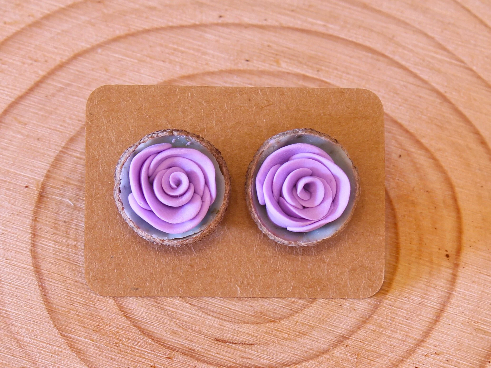 Handcrafted Acorn Cap Rose Stud Earrings