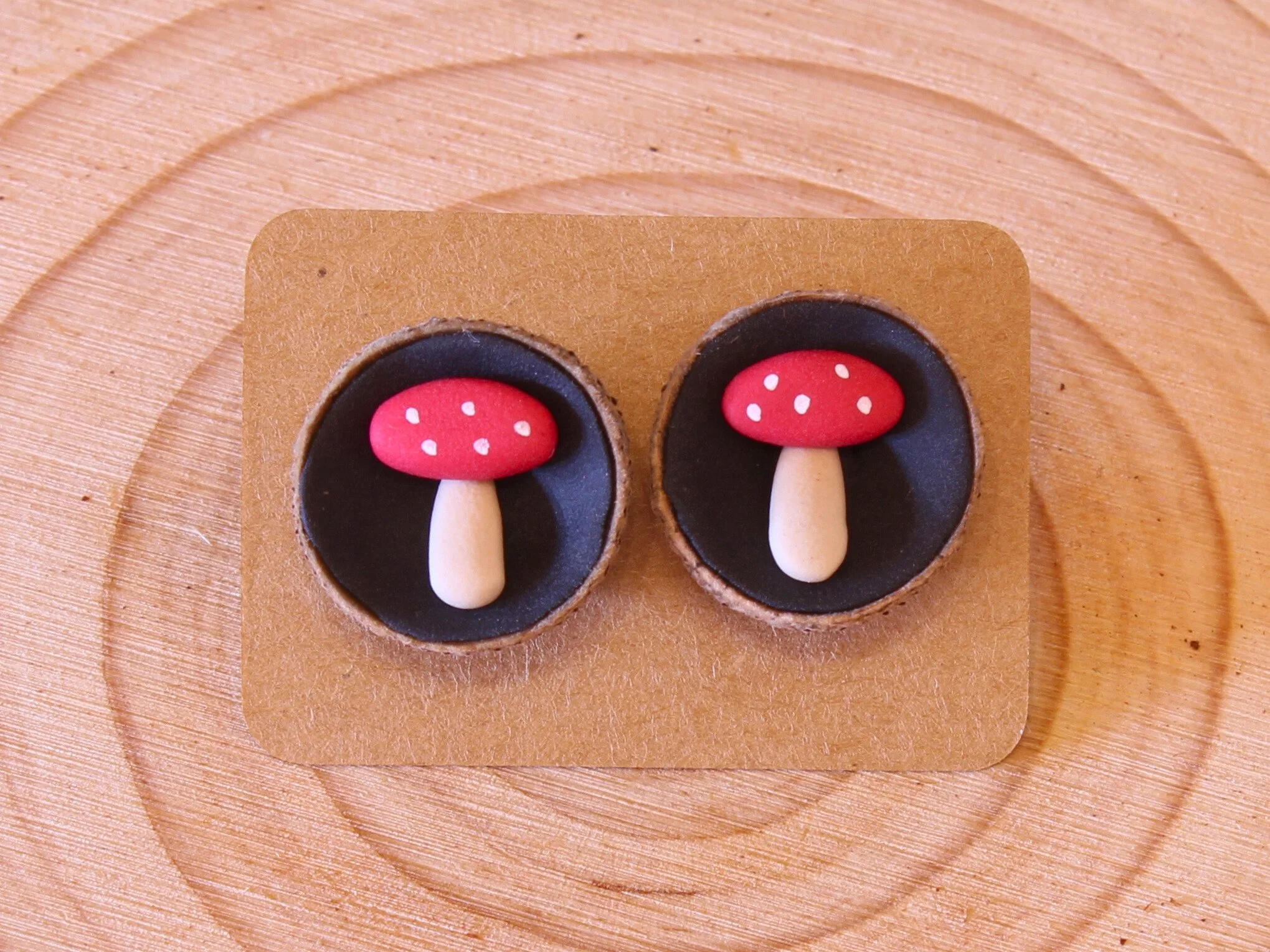 Handcrafted Acorn Cap Mushroom Stud Earrings