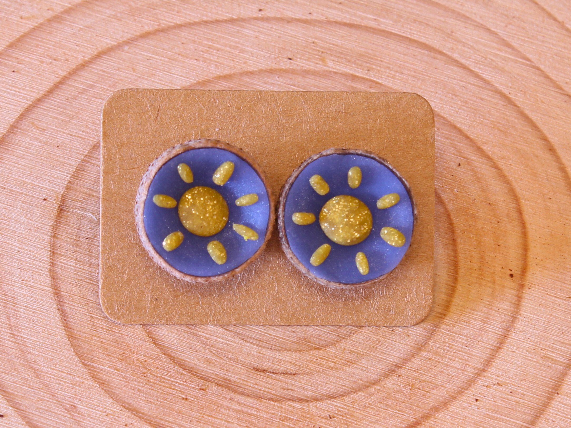 Handcrafted Acorn Cap Sun Stud Earrings