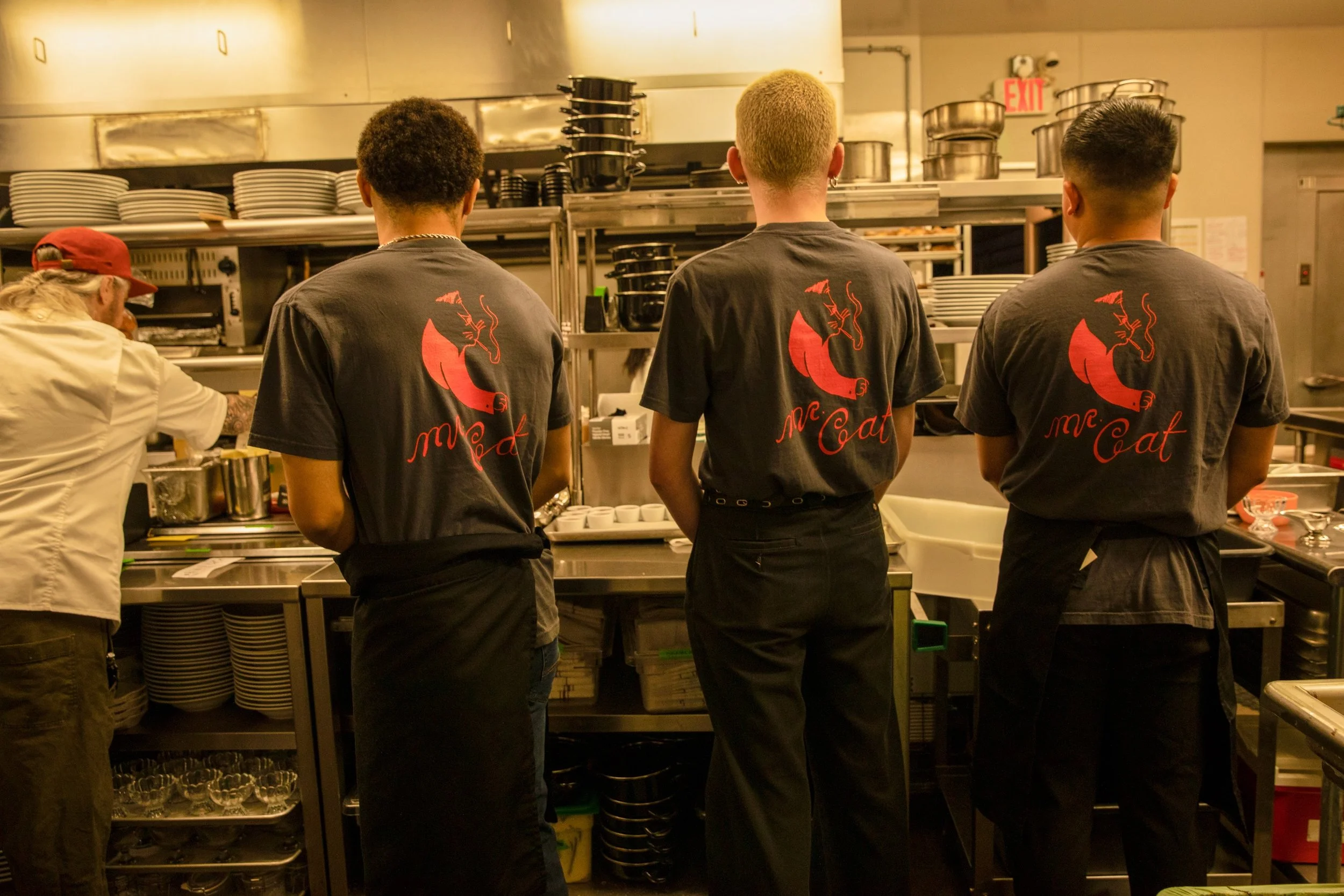 Mr. Cat Brasserie team in the kitchen in hudson new york